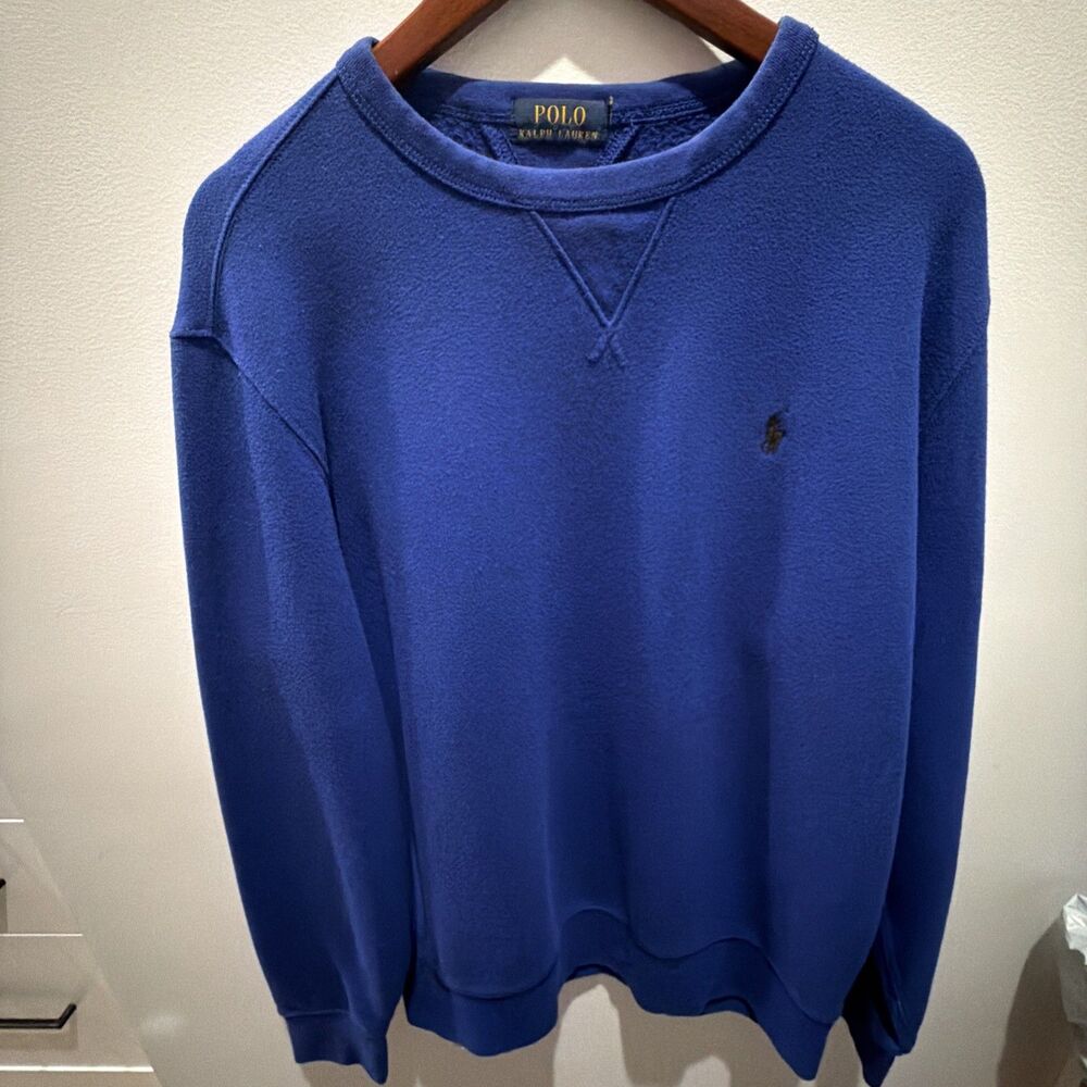 Polo Ralph Lauren Sweatshirt Men's Size Large Royal Blue Black Pony Crewneck